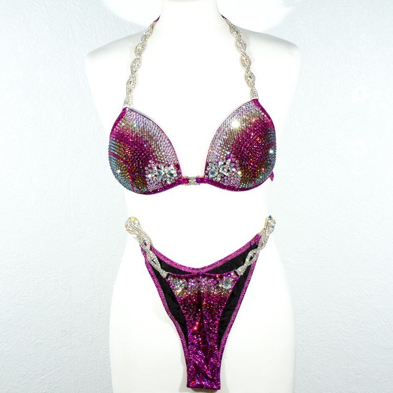 Bikini de competición 85B/C/D violeta rosa usado | Competidor de Vicorne