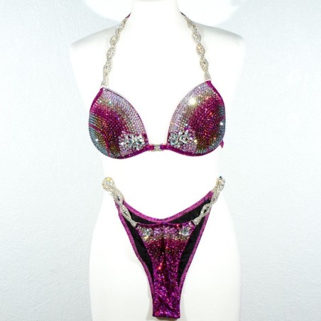 Bikini de competición 85B/C/D violeta rosa usado | Competidor de Vicorne